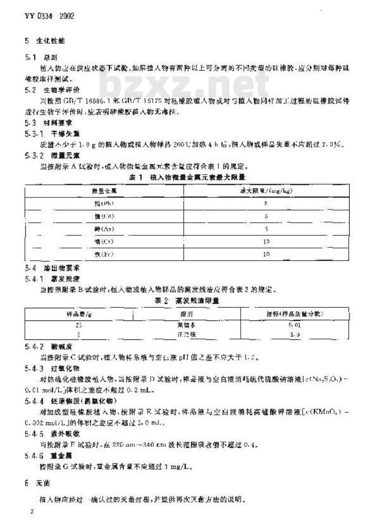 YY 0334-2002 硅橡胶外科植入物通用要求