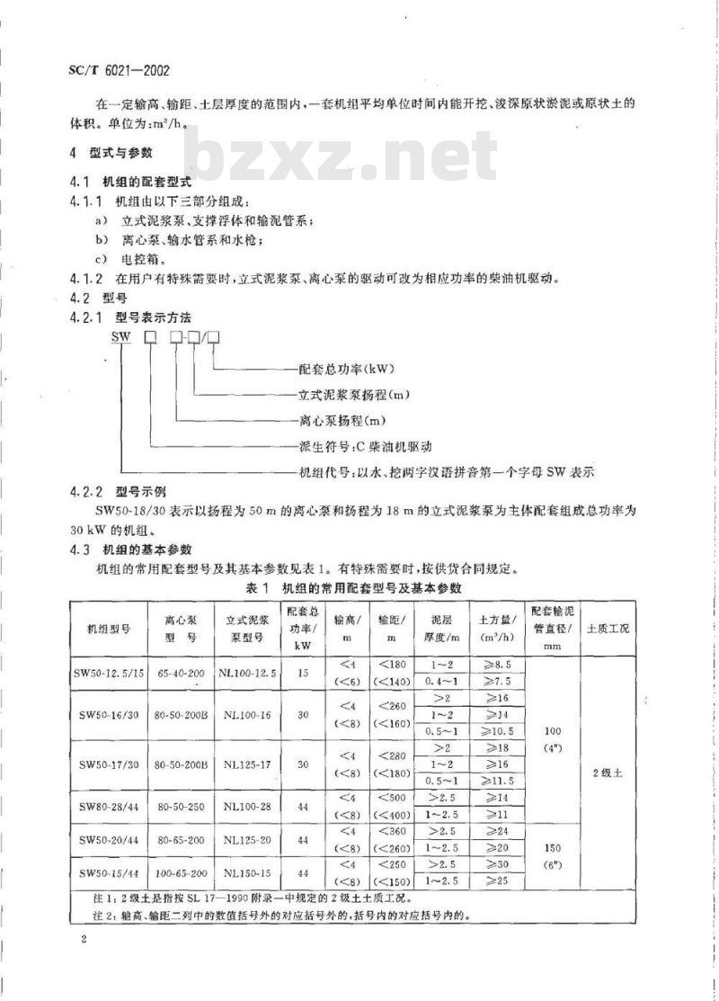 SC/T 6021-2002 水力挖搪机组