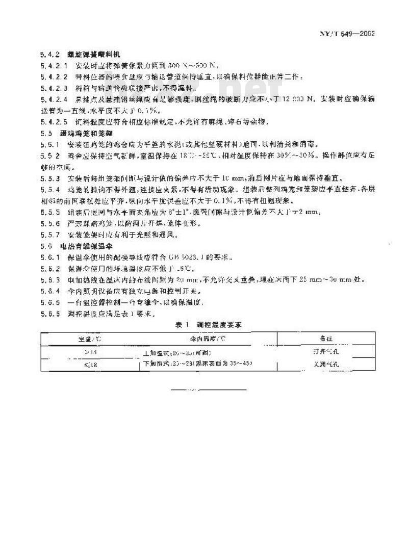 NY/T 649-2002 养鸡机械设备安装技术条件