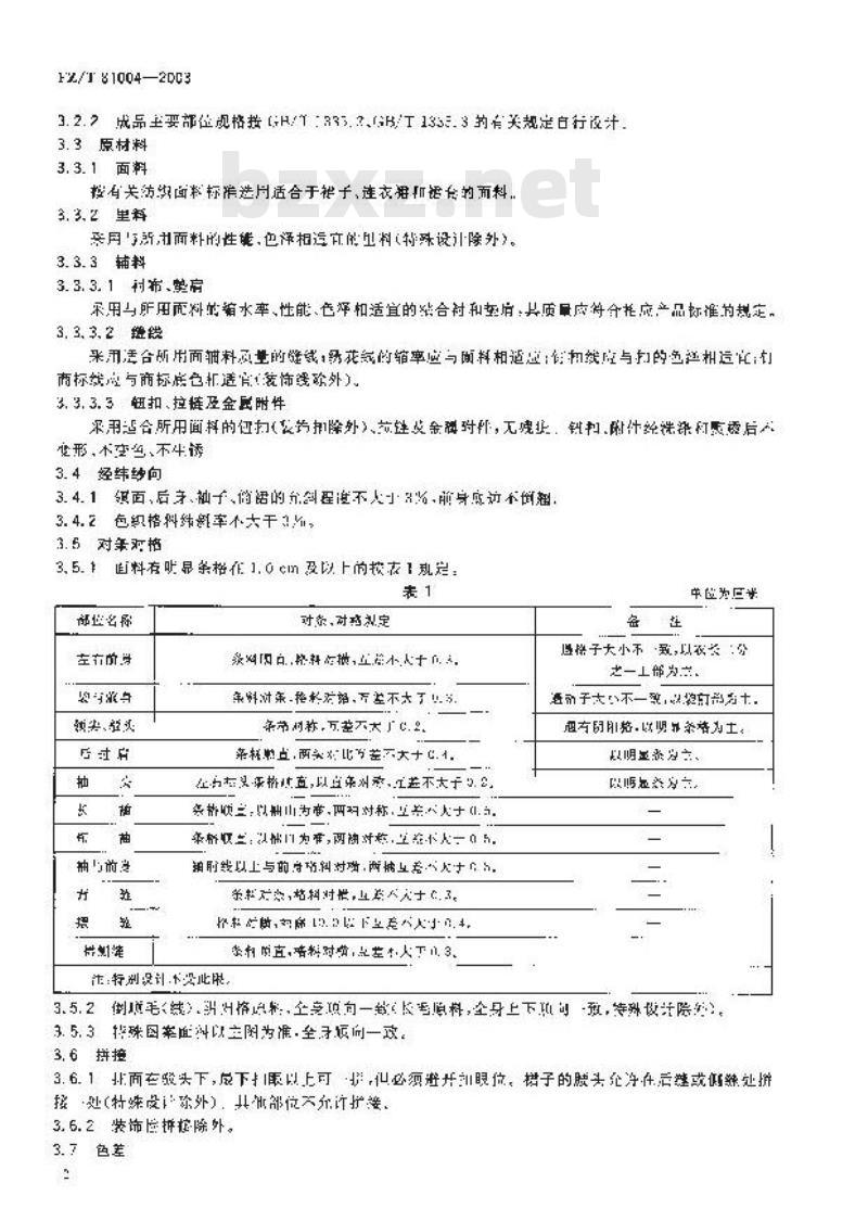 FZ/T 81004-2003 连衣裙、裙套