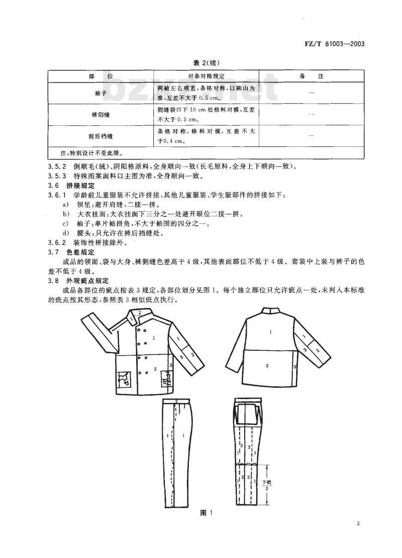 FZ/T 81003-2003 儿童服装、学生服