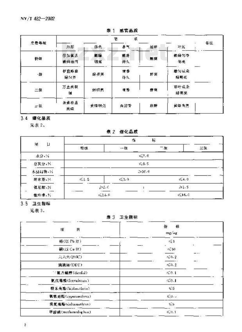 NY/T 482-2002 敬亭绿雪茶