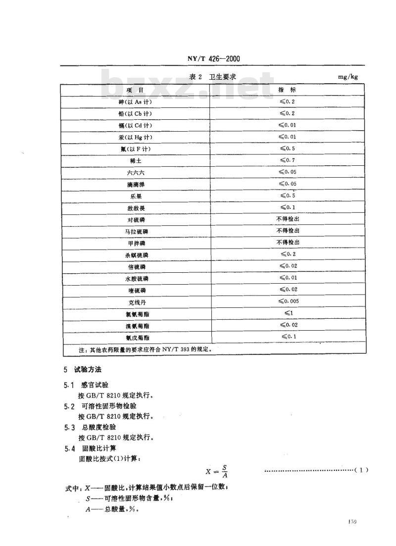 NY/T 426-2000 绿色食品 柑桔