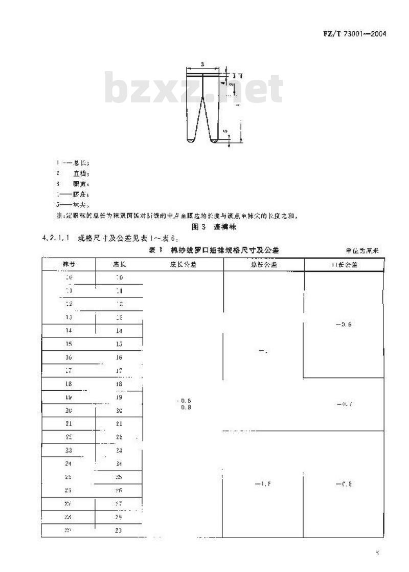FZ/T 73001-2004 袜子
