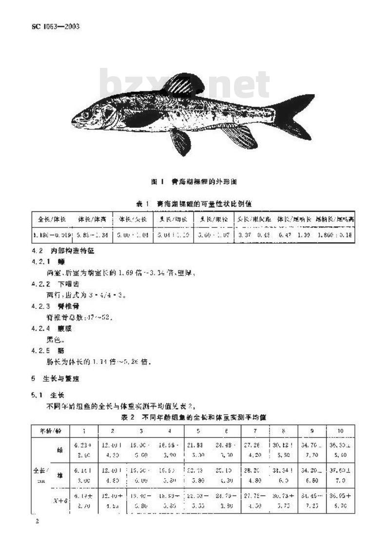 SC 1063-2003 青海湖裸鲤