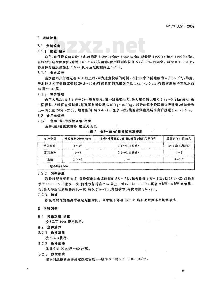 NY/T 5054-2002 无公害食品 尼罗罗非鱼养殖技术规范