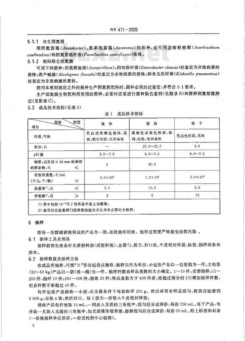 NY 411-2000 固氮菌肥料