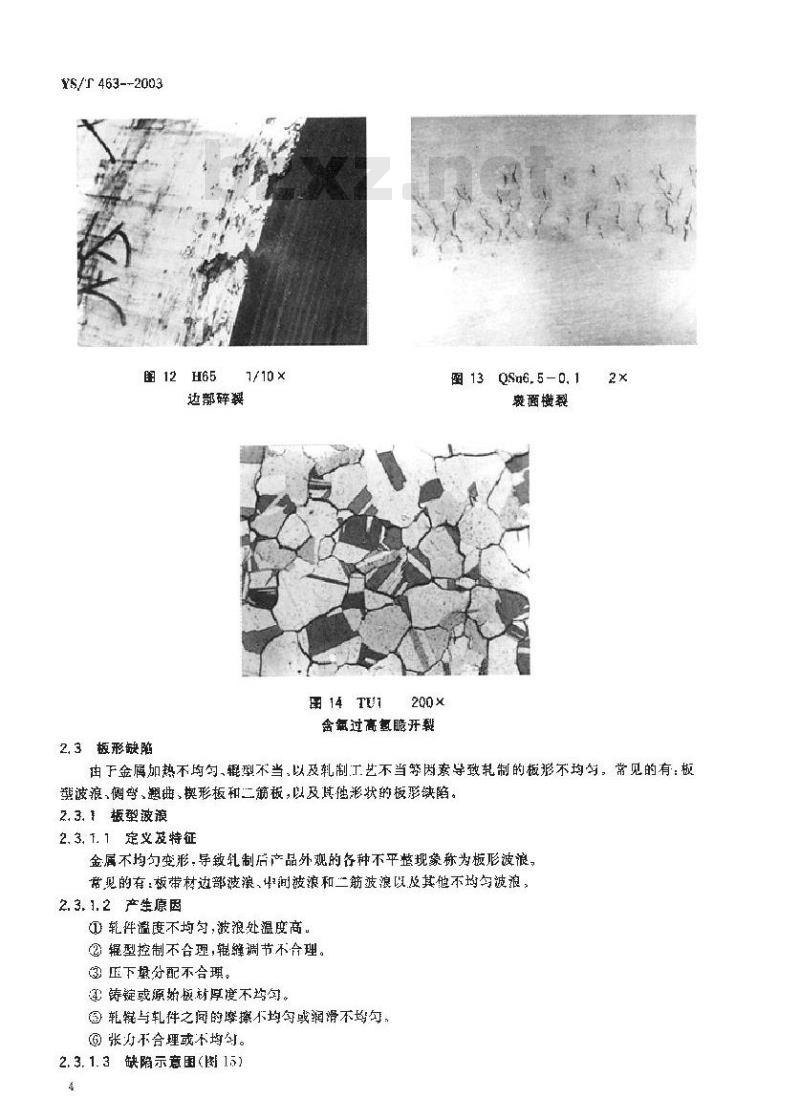 YS/T 463-2003 铜及铜合金板带箔材产品缺陷