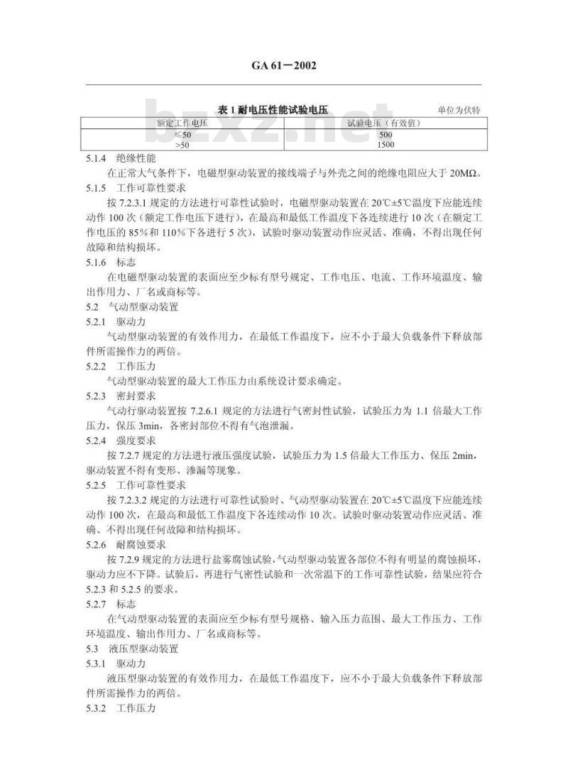 GA 61-2002 固定灭火系统驱动、控制装置通用技术条件