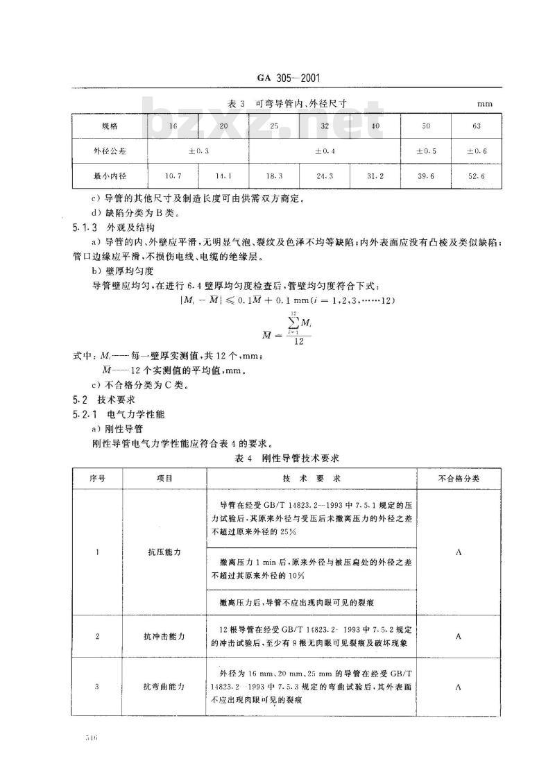 GA 305-2001 电气安装用阻燃PVC塑料平导管通用技术条件