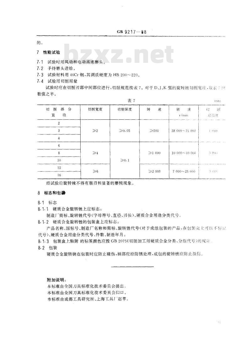 GB/T 9217-1988 硬质合金旋转锉技术条件