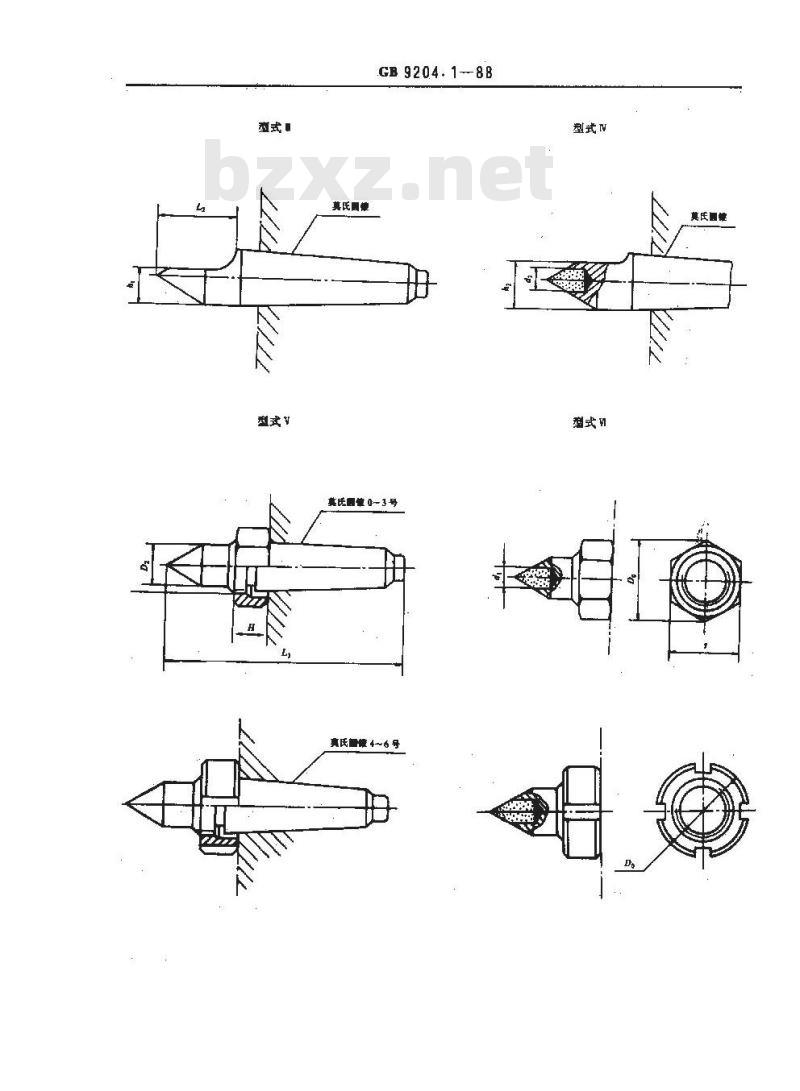 GB/T 9204.1-1988 固定顶尖 参数