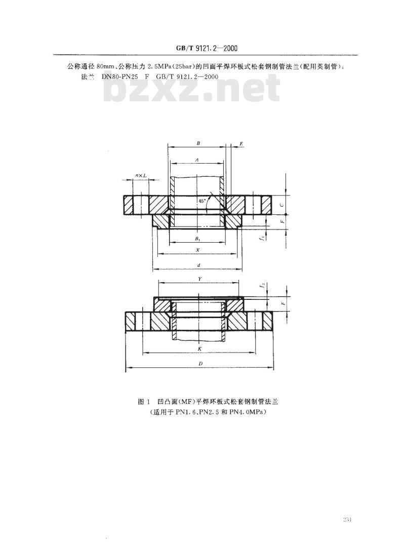 GB/T 9121.2-2000 凹凸面平焊环板式松套钢制管法兰