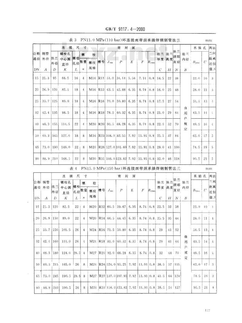 GB/T 9117.4-2000 环连接面带颈承插焊钢制管法兰