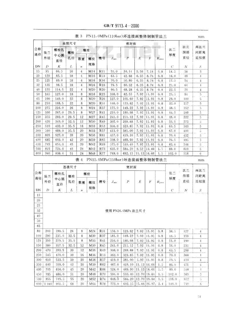 GB/T 9113.4-2000 环连接面整体钢制管法兰
