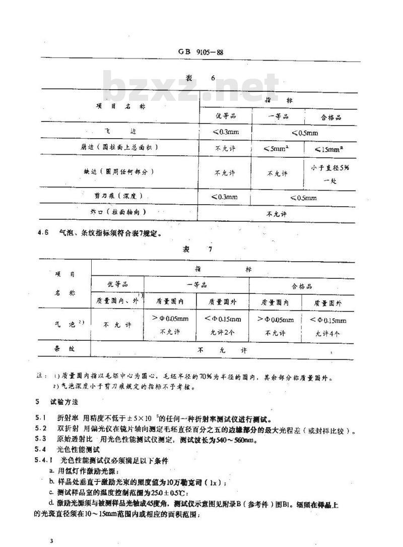 GB 9105-1988 光致变色玻璃眼镜片毛坯