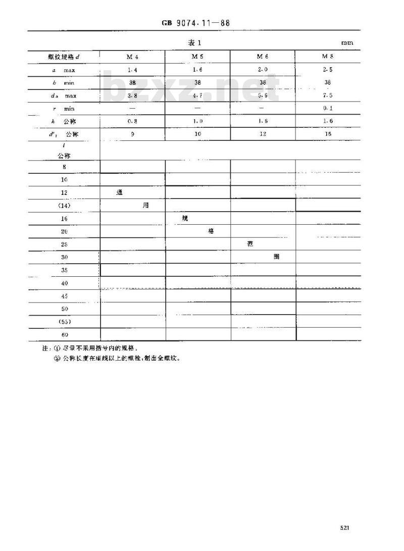 GB/T 9074.11-1988 十字槽凹穴六角头螺栓和平垫圈组合件