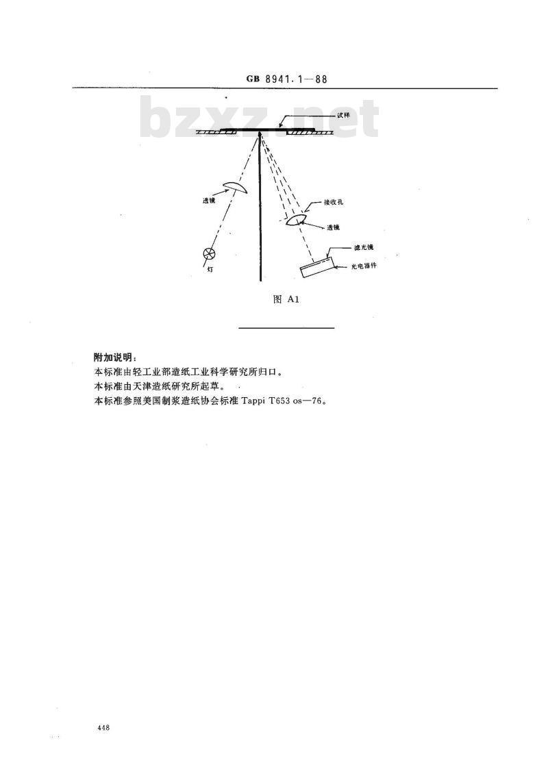 GB 8941.1-1988 纸和纸板镜面光泽度测定法 20°角测定法