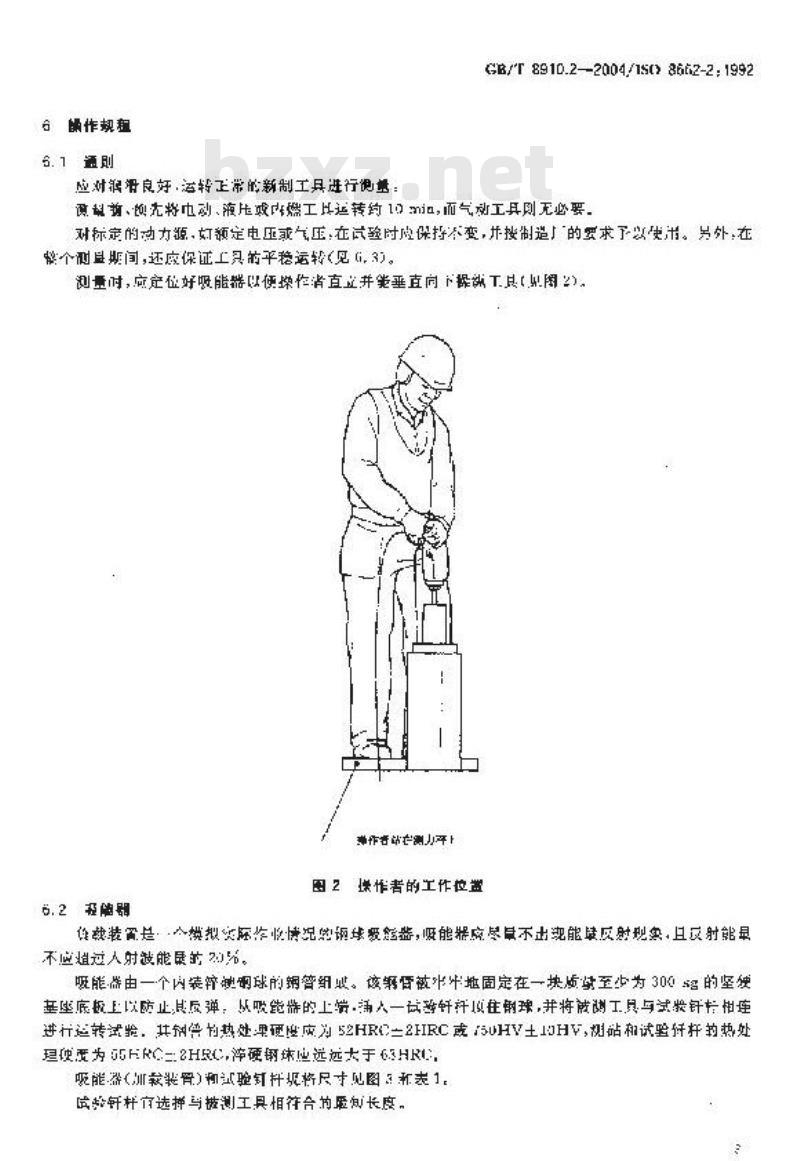 GB/T 8910.2-2004 手持便携式动力工具 手柄振动测量方法 第2部分：铲和铆钉机
