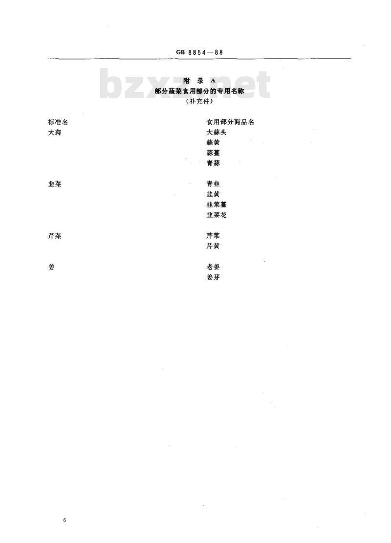 GB 8854-1988 蔬菜名称(一)