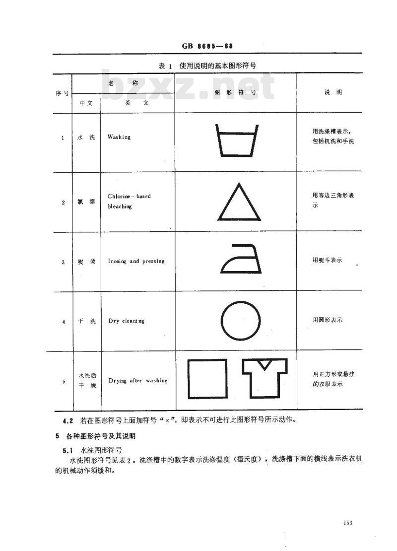 GB 8685-1988 纺织品和服装使用说明的图形符号