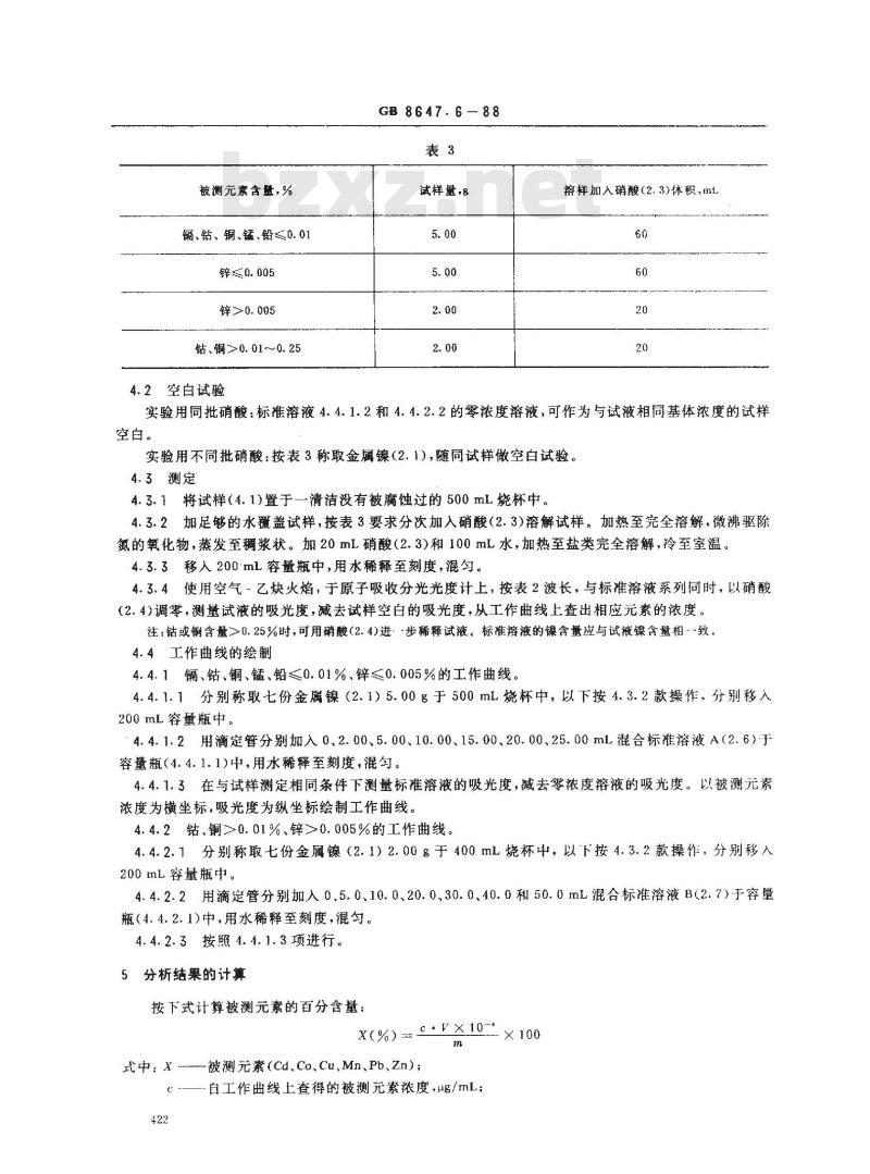 GB/T 8647.6-1988 镍化学分析方法 火焰原子吸收分光光度法测定镉、钴、铜、锰、铅、锌量