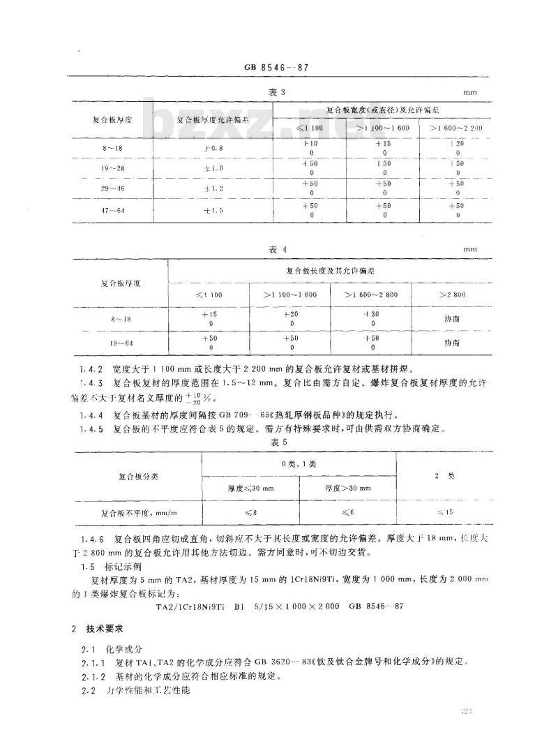 GB/T 8546-1987 钛-不锈钢复合板