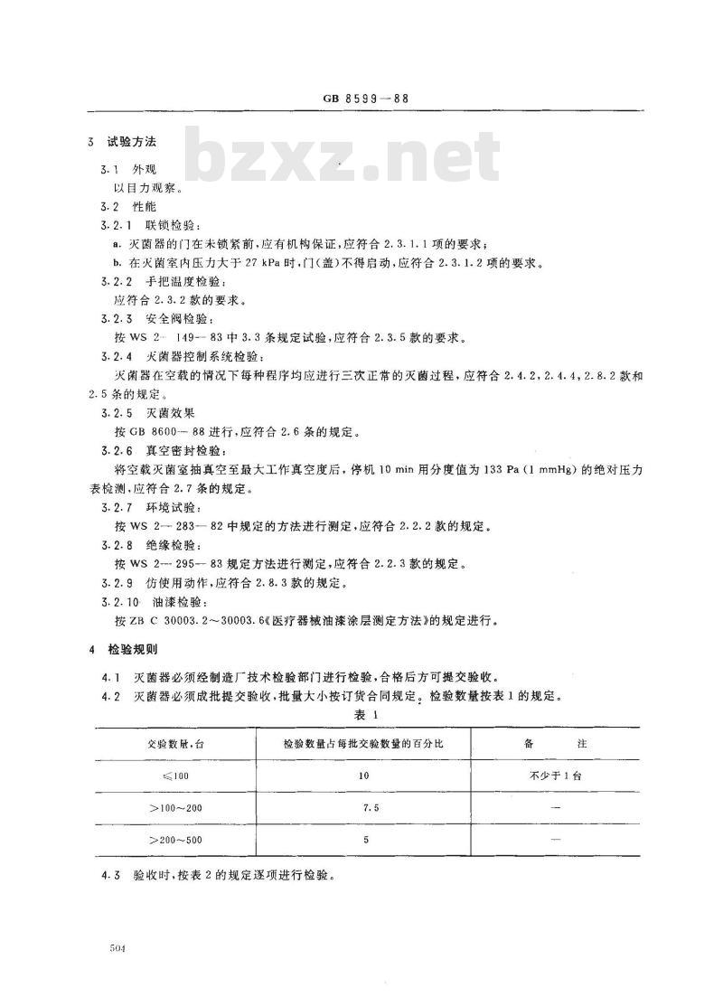 GB 8599-1988 自动控制压力蒸汽灭菌器技术条件