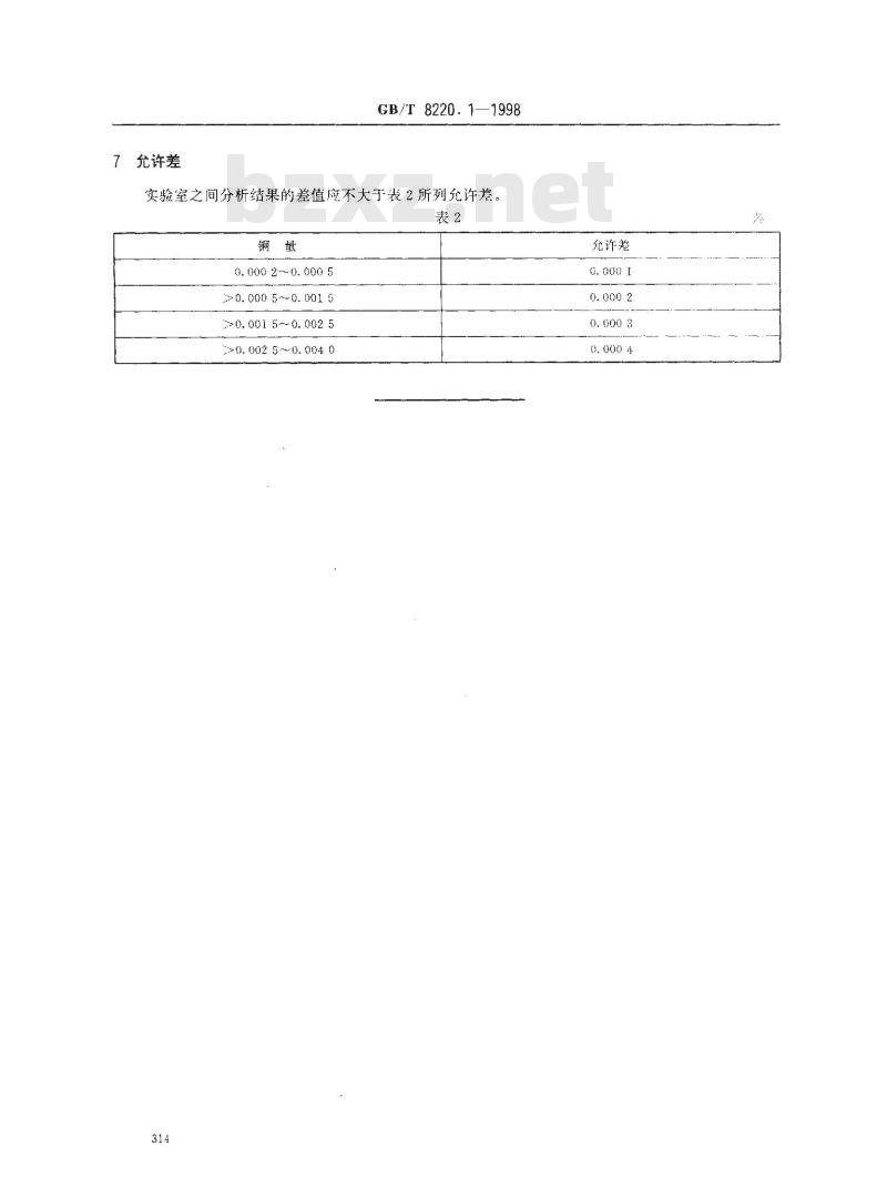 GB/T 8220.1-1998 铋化学分析方法 双乙醛草酰二腙分光光度法测定铜量