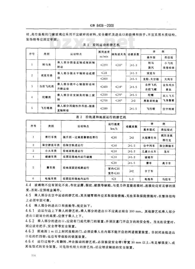 GB 8408-2000 游艺机和游乐设施安全