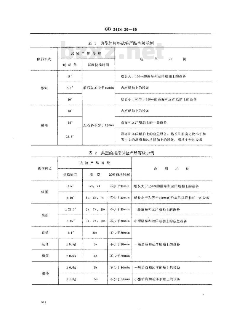 GB/T 2424.20-1985 电工电子产品基本环境试验规程 倾斜和摇摆试验导则