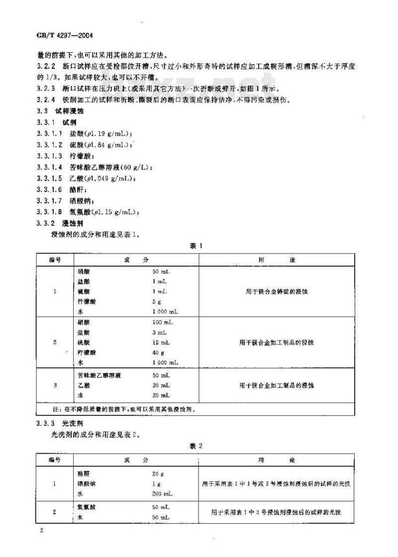 GB/T 4297-2004 变形镁合金低倍组织检验方法