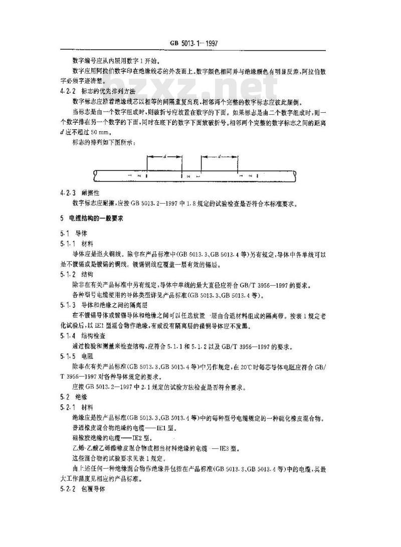 GB 5013.1-1997 额定电压450/750V及以下橡皮绝缘电缆 第1部分：一般要求