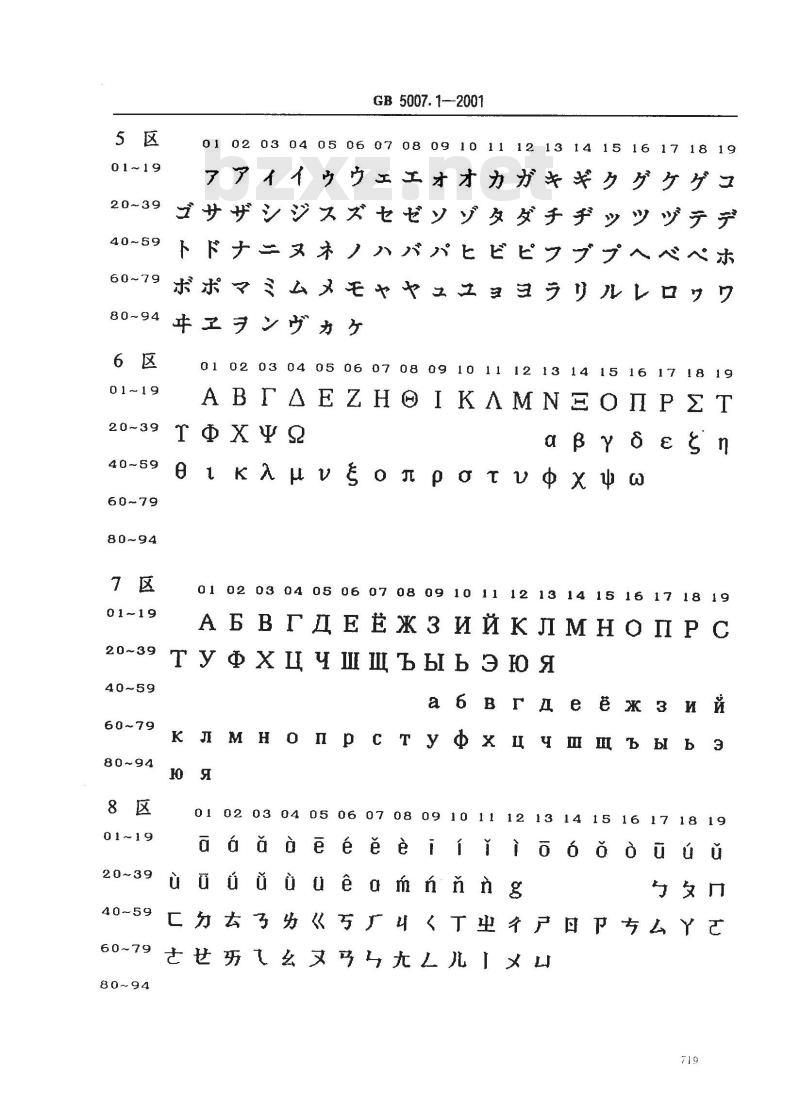 GB 5007.1-2001 信息技术 汉字编码字符集(基本集)24点阵字型