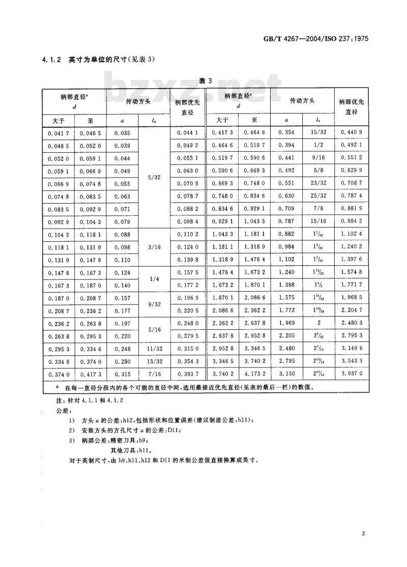 GB/T 4267-2004 直柄回转工具 柄部直径和传动方头的尺寸