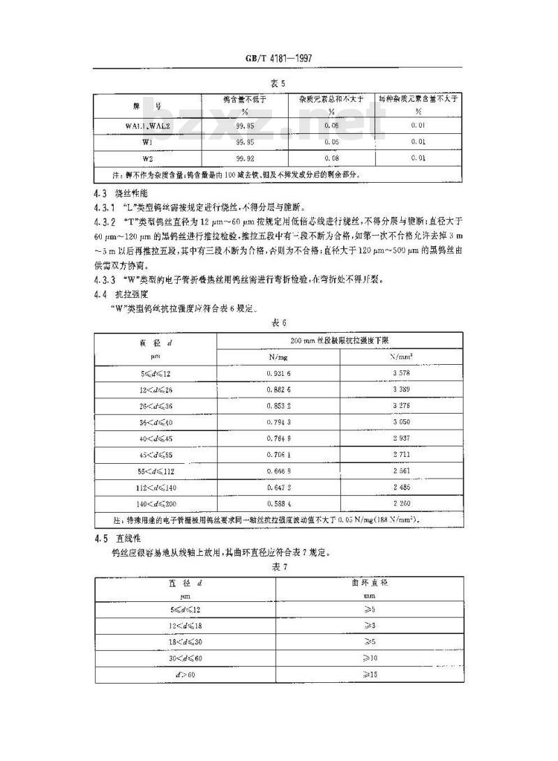 GB/T 4181-1997 钨丝