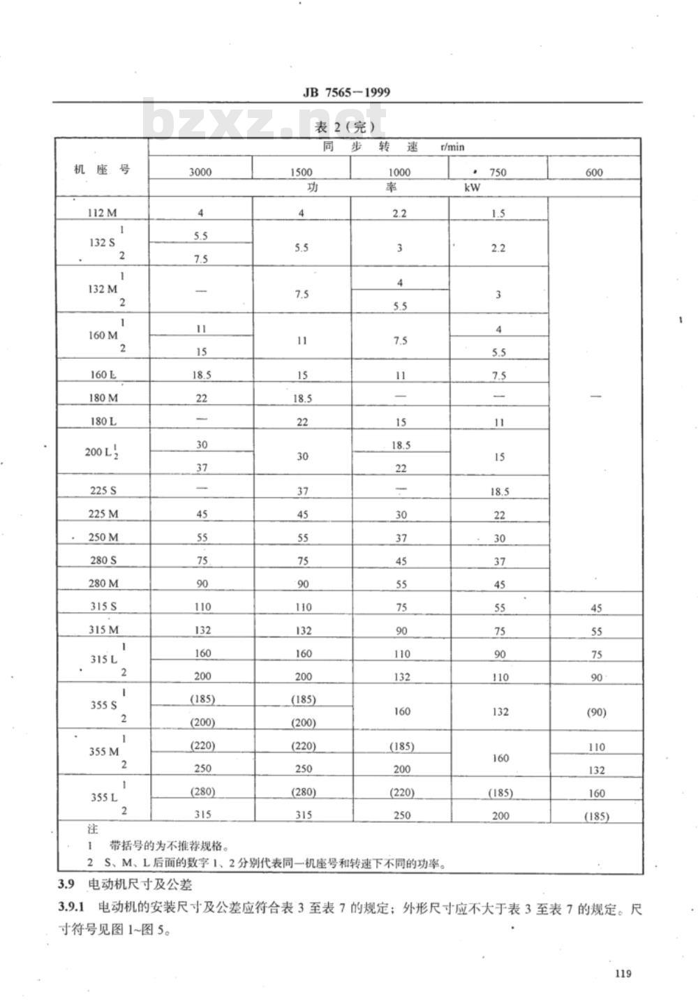 JB/T 7565-1999 YB2系列隔爆型三相异步电动机 技术条件 (机座号63-355)