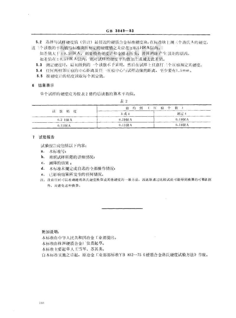GB/T 3849-1983 硬质合金洛氏硬度(A标尺)试验方法