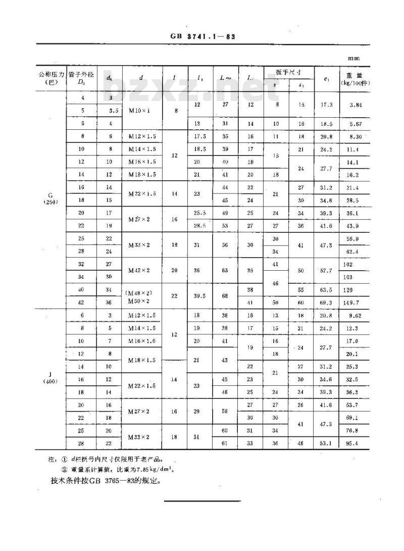 GB 3741.1-1983 卡套式端三通管接头