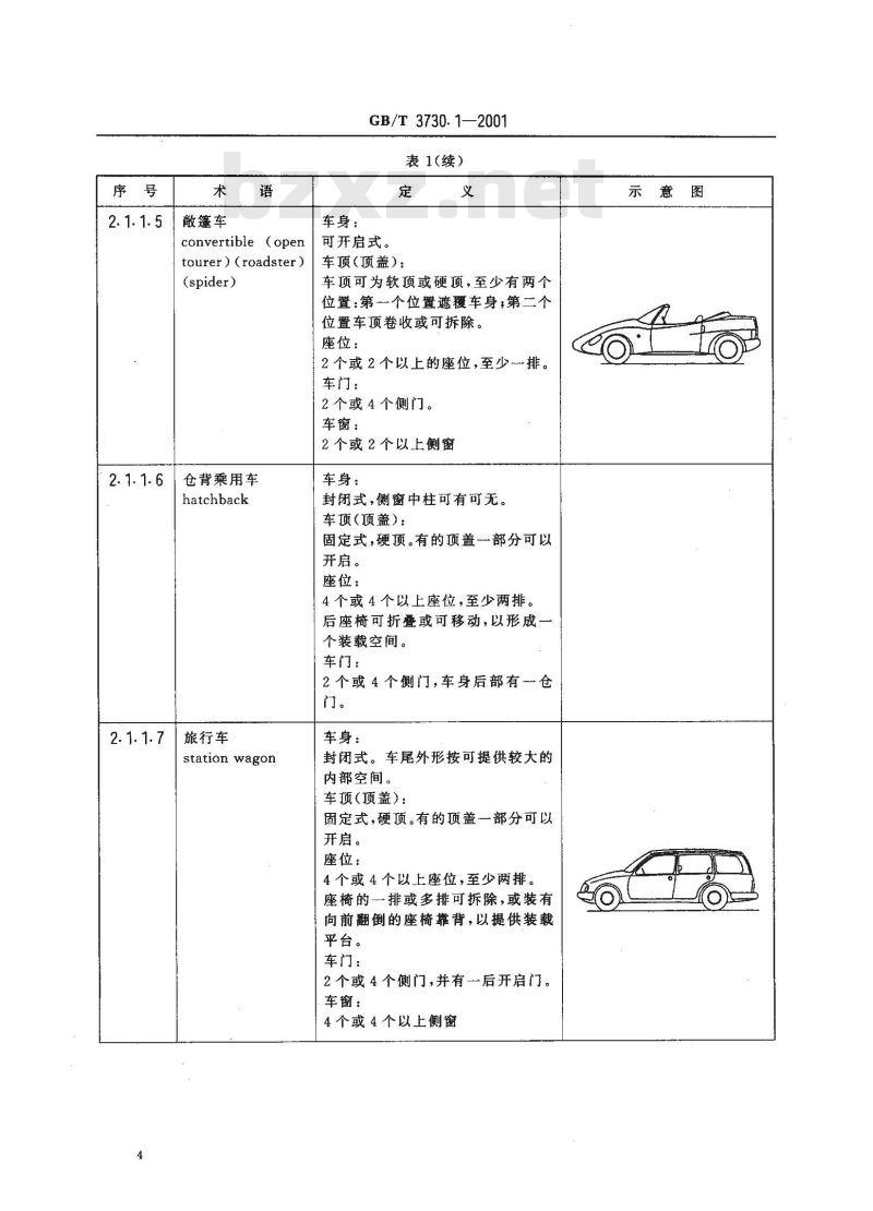 GB/T 3730.1-2001 汽车和挂车类型的术语和定义