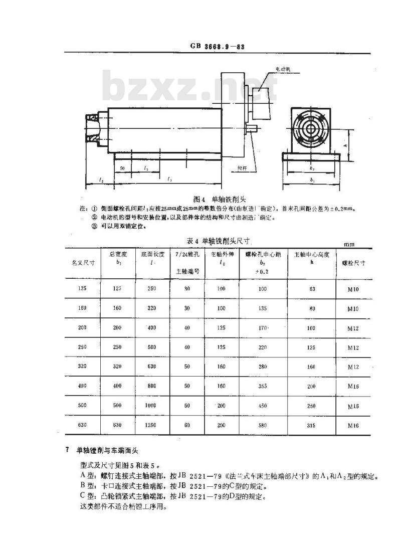 GB/T 3668.9-1983 组合机床通用部件 主轴部件尺寸