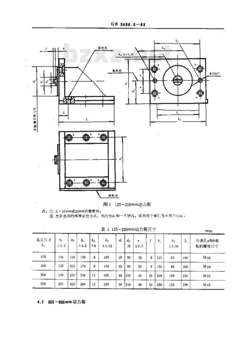 GB/T 3668.5-1983 组合机床通用部件 动力箱尺寸