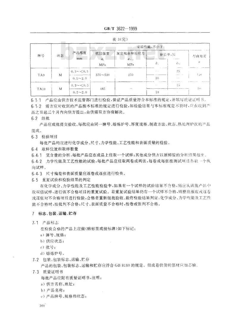 GB/T 3622-1999 钛及钛合金带、箔材