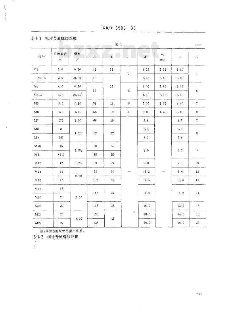 GB/T 3506-1993 螺旋槽丝锥