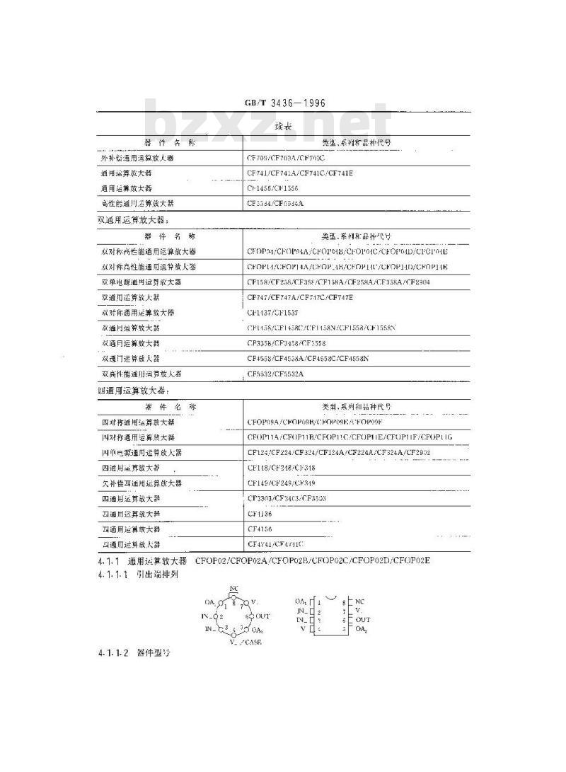 GB/T 3436-1996 半导体集成电路运算放大器系列和品种