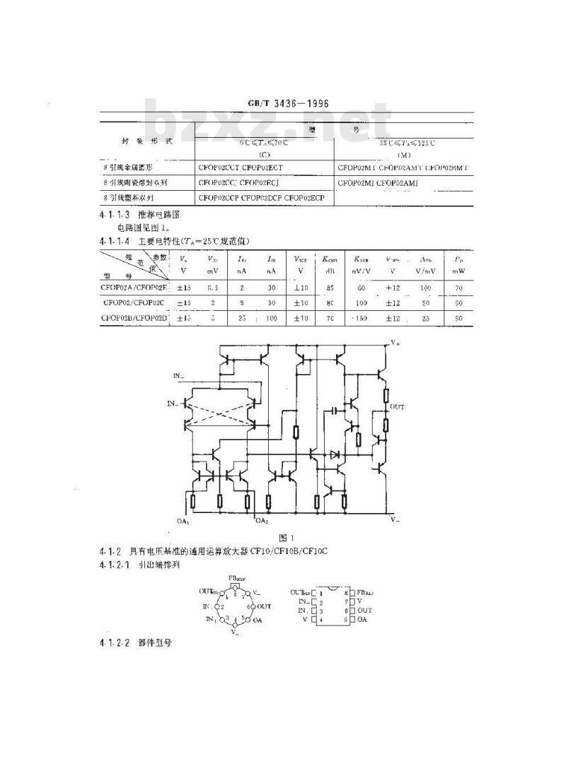 GB/T 3436-1996 半导体集成电路运算放大器系列和品种