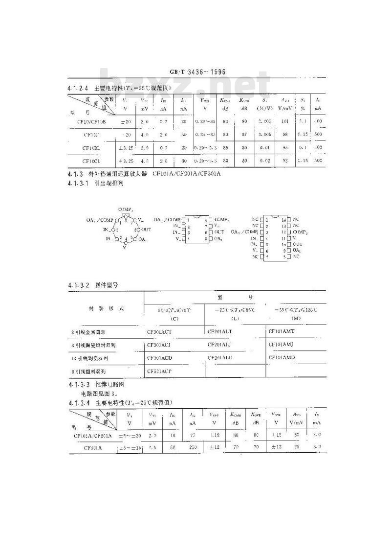 GB/T 3436-1996 半导体集成电路运算放大器系列和品种