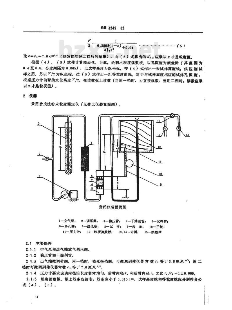 GB/T 3249-1982 难熔金属及化合物粉末粒度的测定方法 费氏法