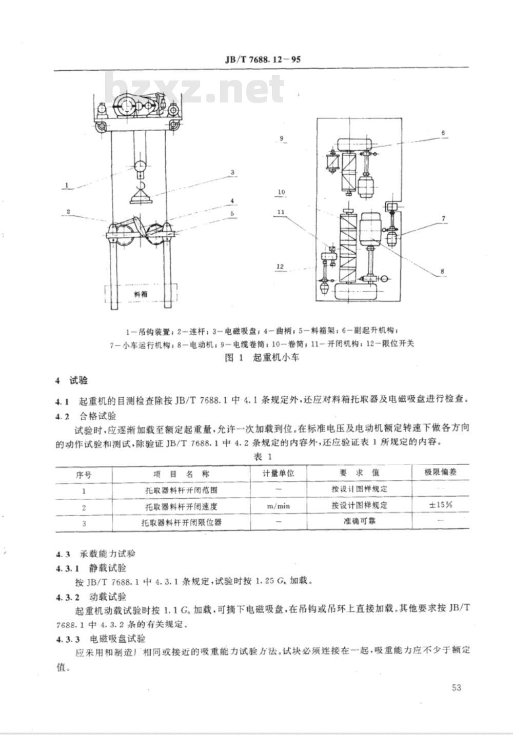 JB/T 7688.12-1995 冶金起重机技术条件 料箱-电磁起重机