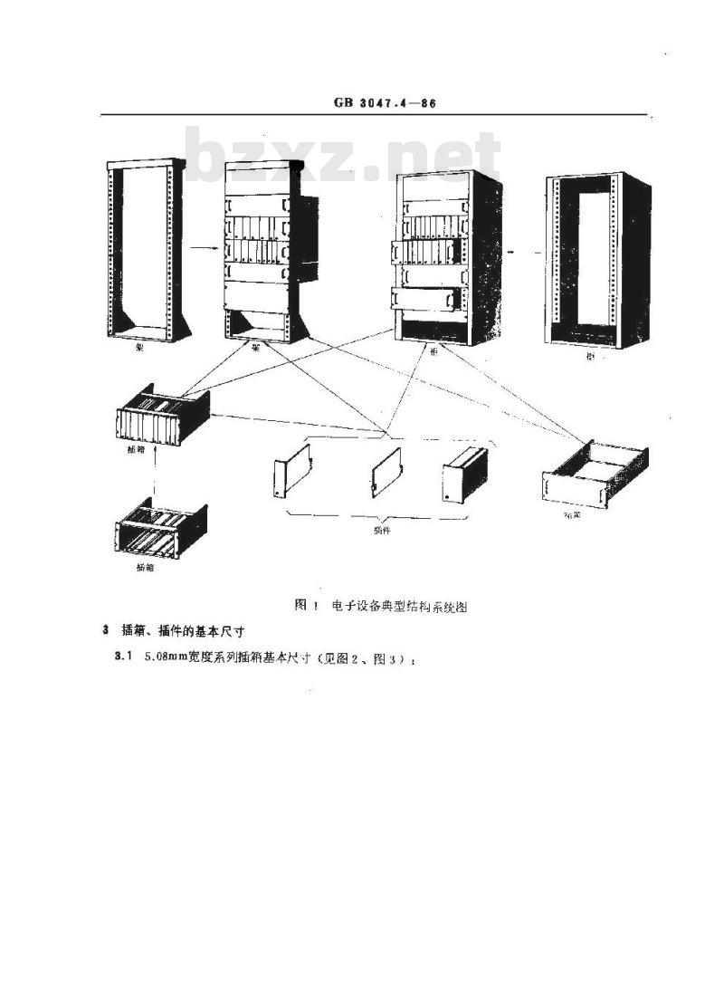 GB/T 3047.4-1986 高速进制为44.45mm的插箱、插件的基本尺寸系列
